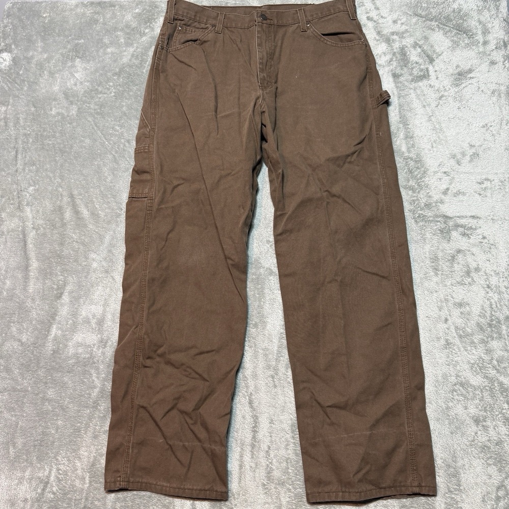 Dickies 1939RTB Canvas Carpenter Pants Mens 36x32 Timber Brown Loose Fit Utility - Picture 4 of 7